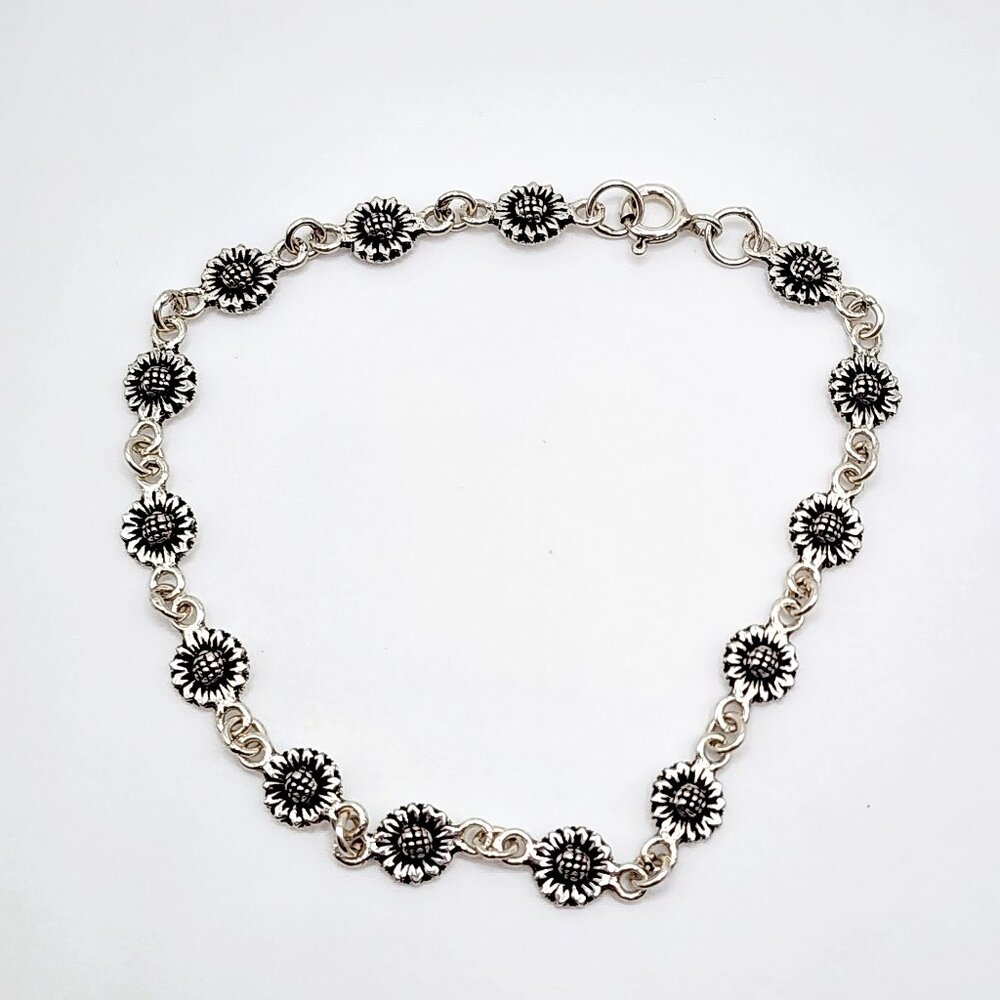 Dainty Sunflower Link Bracelet